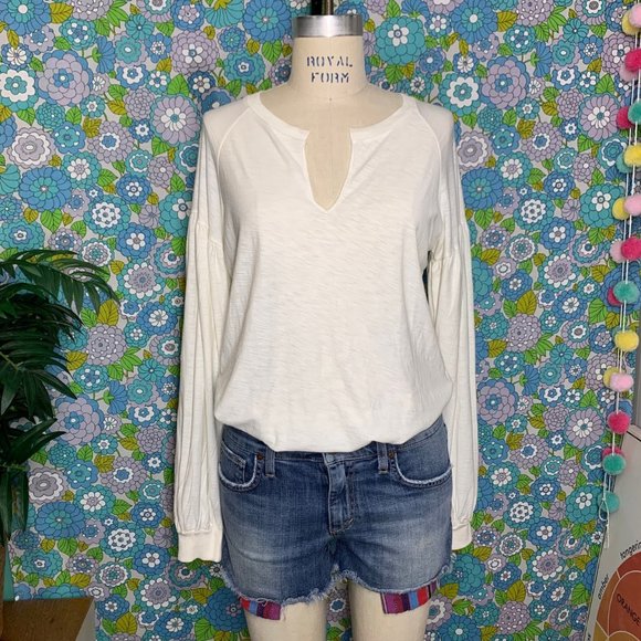 Nation Ltd  Drop Shouder Long Sleeve Top in Parchment Size:S - Picture 1 of 13